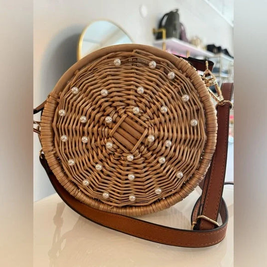 Straw Round Crossbody Purse